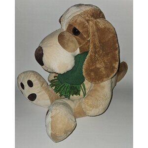 Chosun Brown Puppy Dog Plush 14" Sitting Stuffed Animal Toy Green Scarf Hound